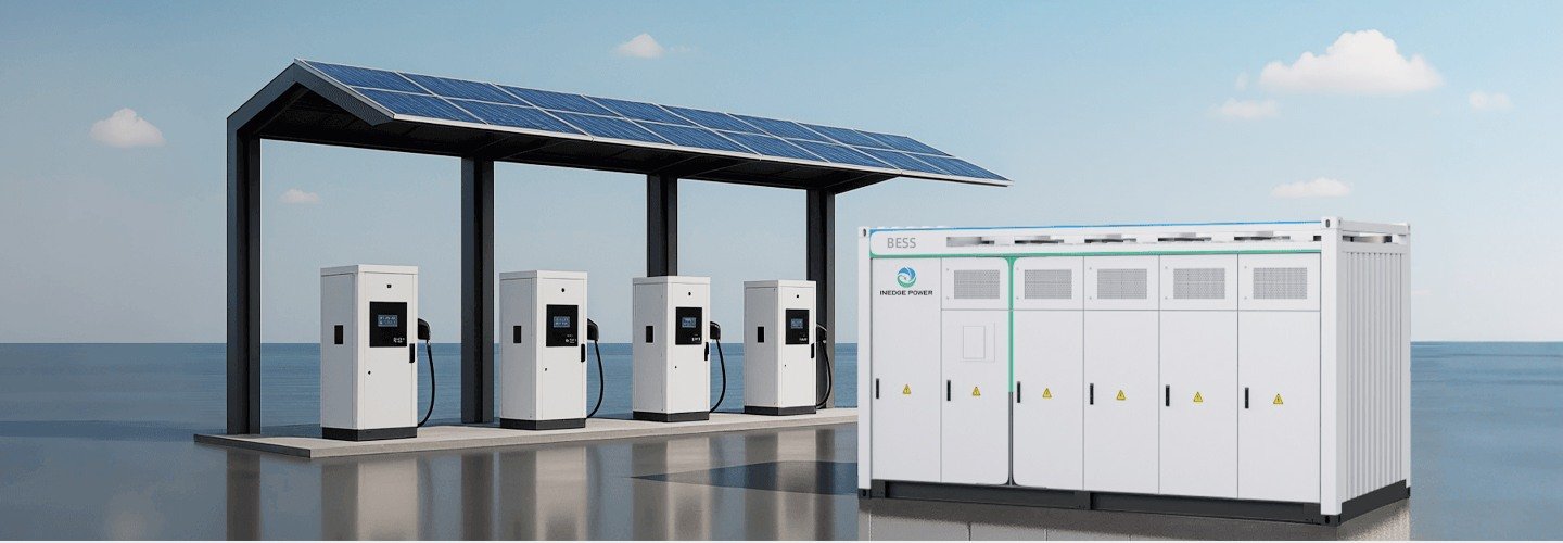 Solar charging station, commercial building and power grid storage adaptation
